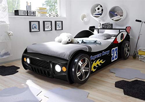 möbelando Bett Kinderbett Jugendbett Auto Kinder Jugend Autobett Letta I Schwarz