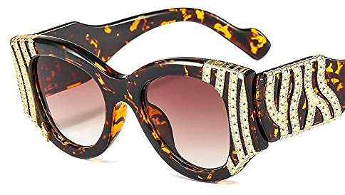 WQZYY&ASDCD Sonnenbrille Herren Damen Mode Cat Eye Frauen Luxus Metalldekoration Sonnenbrillen Vintage Gradient Lens Eyewear Männer Sonnenbrillen Shades Uv400-C4