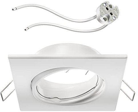 ledscom.de Deckeneinbaurahmen RIR Einbaurahmen weiß matt eckig schwenkbar (LED/Halogen/MR16/50mm) inkl. GU5.3 Fassung