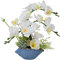 LESING Künstliche Orchidee mit Vase, realistische Orchideen, Bonsai-Pflanzen im Topf, Arrangement für Zuhause, Hochzeit, Party, Esstisch, Tischdekoration (weiß, blaue Vase)