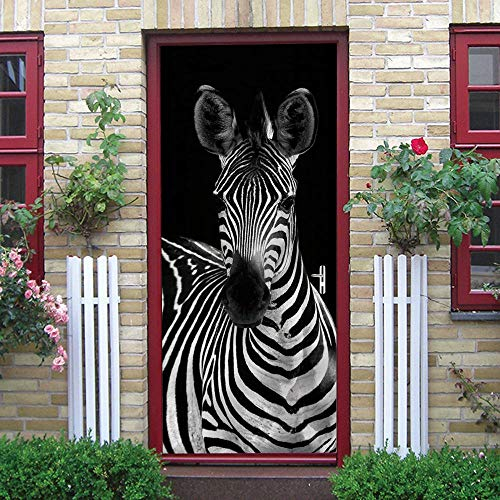 GSKBDQ 3D Innentür Türposter Modepersönlichkeit Zebra Türtapete Türaufkleber 90X200Cm Selbstklebend Türfolie Poster Tapete Wandtattoo Tür Wandbild Aufkleber Schlafzimmer Bad Büro Hause Deko