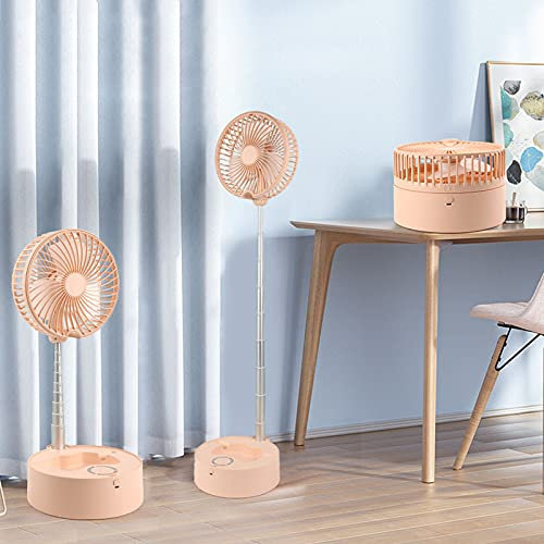 JUBANGLIAN Portable Foldable Desk Fan with Night Light 4 Speeds Retractable Air Circulating Fan Air Cooler with 7200mAh Battery for Outdoor Camping Picnic