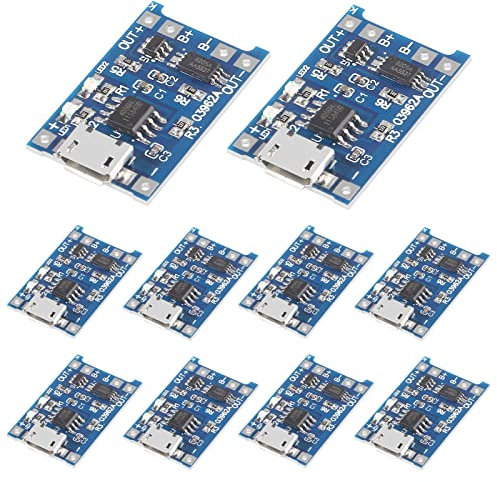 AOICRIE 10Pcs TP4056 Charging Module Battery Charging Board with Battery Protection 18650 BMS 5V Micro USB 1A 186 50 Charge Module (10pcs)