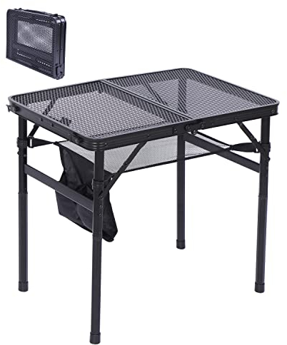Nice C Tisch für Grill, Outdoor-Picknick, zusammenklappbarer Campingtisch, Kartentisch, höhenverstellbar, tragbare Netztasche, leicht, Innenbereich (60.2x40.1x27.2 cm/56.6 cm, schwarz)