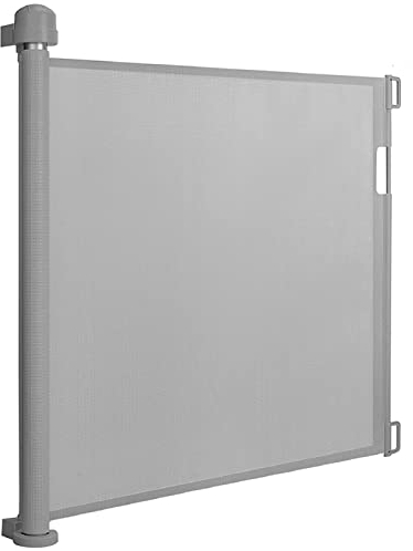 XMTECH Rejilla para puerta extensible, protección para escaleras, para niños y perros, para interiores y exteriores, 0-150 cm, gris