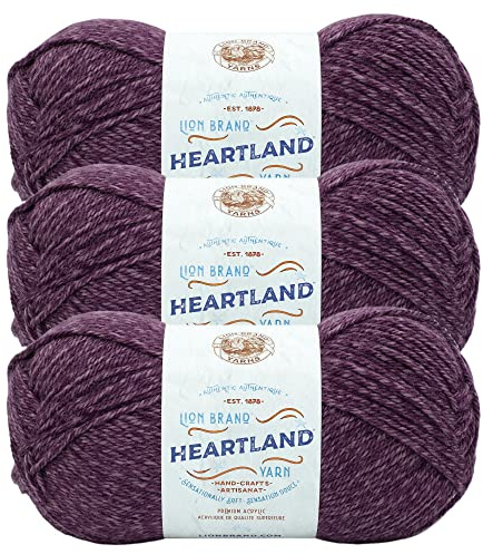 Lion Brand Yarn Heartland Yarn for Crocheting, Knitting, and Weaving, Multicolor Yarn, 3-Pack, New River Gorge
