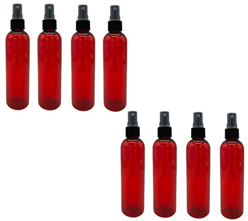 Natural Farms Rote Cosmo KunststoffSprühflaschen, 113 ml, 8 Stück, leere Sprühflaschen, nachfüllbar, BPAfrei, ätherische Öle, Aromatherapie, feine Nebelsprühgeräte mit Staubkappen, hergestellt in