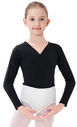 PLIKSUVER Ballett Wickeljacke Mädchen Langarm Gymnastik Tanz Ballettjacke Baumwoll Ballett Strickjacke für Mädchen Damen