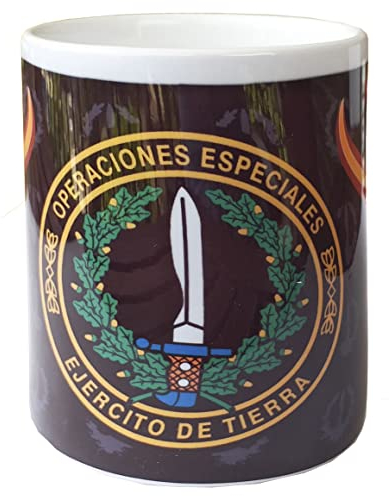 Tiendas LGP - Taza Cerámica, Operaciones Especiales, Decorada con impresión fotográfica 3D, con Motivos de la Bandera de España y Ejército de Tierra
