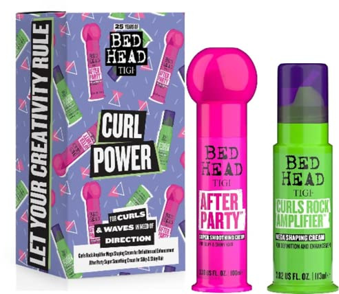 Bed Head by TIGI, Curl Power Hair Care Christmas Gift Set for Curly Hair, Secret Santa Gifts, with Curls Rock Amplifier 113ml and After Party Smoothing Cream 100ml