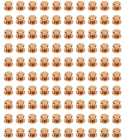 200Pcs Vis de Reliure Assorties, 9 x 5mm en Laiton, Vis de Reliure d'Album Photo, Accessoires de Montage pour Bricolage, Décoration en Cuir, Reliure(Or)