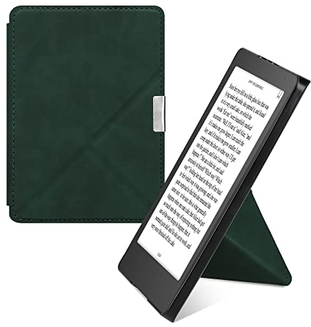 kwmobile Custodia Pieghevole Origami Compatibile con Kobo Aura Edition 2 Cover - Cover Magnetica Pelle PU eReader con Stand - Verde Scuro