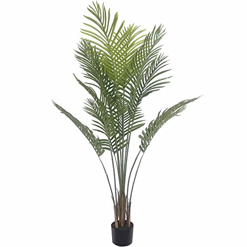 SOFTFLAME 5ft Areca Palm Artificial Tree, Tropical Potted Plants, Real Touch Technology, Artificial Plant with 12 Trunks, Perfect for Home Office Indoor Decoration