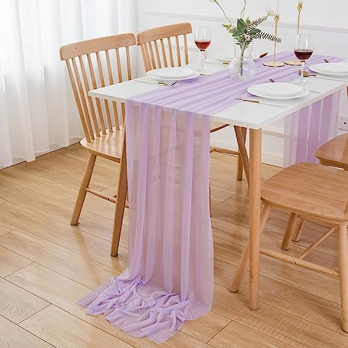 AOKSUNOVA Chiffon Tischläufer Lila Hochzeit Tischläufer Altrosa Table Runner Hochzeitsdeko Tisch