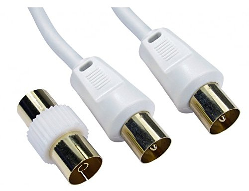 ALIDA SYSTEMS - 20m Aerial Coaxial Cable with Gold-Plated Connectors, Male to Male RF Coax Lead with Female Adapter Coupler for Freeview, Freesat, Sky, Virgin, BT, You View, Satellite TV - White