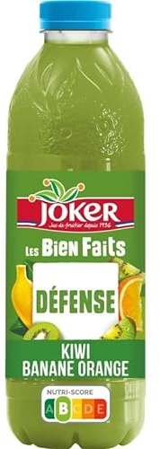 JOKER - Les Bienfaits Défense Vitaminée - Saveur Orange Kiwi Banane - Bouteille de 900ml - Jus Multifruits - Lot De 4