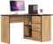 AKORD Eckschreibtisch B16 mit Regal 124 cm | 3 Schubladen Links | Schreibtisch | Ecktisch | Eck Schreibtisch | für Home | für Office | B124 x H77 x T85 cm | Gewicht 41,40 kg | Handwerk Eiche
