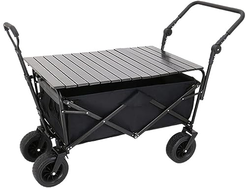 Bollerwagen Handwagen Transportwagen Klappbarer Mehrzweckwagen Für Den Außenbereich Mit Tisch, Zusammenklappbarer Wagen, Mehrzweck-Gartenwagen, Rollender Einkaufswagen Campingwagen Faltbar Strandwagen