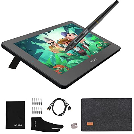 CalmGeek BT-12HD Portable 11.6 Inch HD H-IPS LCD Graphics Drawing Tablet 1366*768 Display Support 8192 Pressure Level Passive Technology with Tilt Function USB-Powered Low Consumption Drawing Tablet