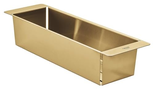 GROHE Multifunctional Colander, Over Kitchen Sink Drainer Basket, Dimensions 490 x 150 x 100 mm, Stainless Steel Construction, Dishwasher Safe, Corrosion Free, Brushed Cool Sunrise, 40853GN0