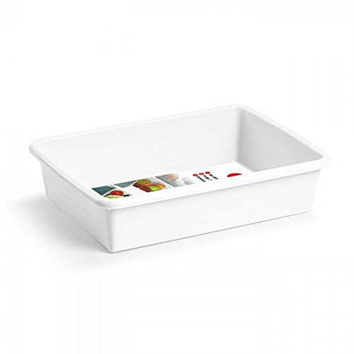 Tradineur - Pack de 6 bandejas frigoríficas de Almacenamiento, plástico, Reutilizables, Servir Comida, Aperitivos, Fabricado en España - 1,65 litros - 26 x 19 x 6 cm – Blanco