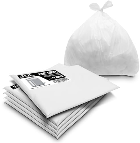 RE-GEN 10L White Small Kitchen, Bathroom Pedal Bin Liners Refuse Sacks (5 Pack, 500 Bags) Everyday, Office & Home Use | Premium Grade Rubbish Garbage Bags 279/430 x 457mm