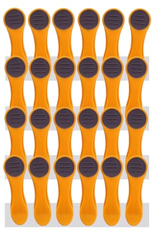 24 Wäscheklammern Wäscheclips mit Druckfedern aus Edelstahl und Soft Grip Softgrip Soft Touch Softtouch Gelb-Orange Dunkelgrau
