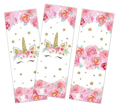 Minkocards 12 Lesezeichen Mädchen Unicorn Einhorn Mitgebsel für Kindergeburtstag Gastgeschenke für Mädchengeburtstag