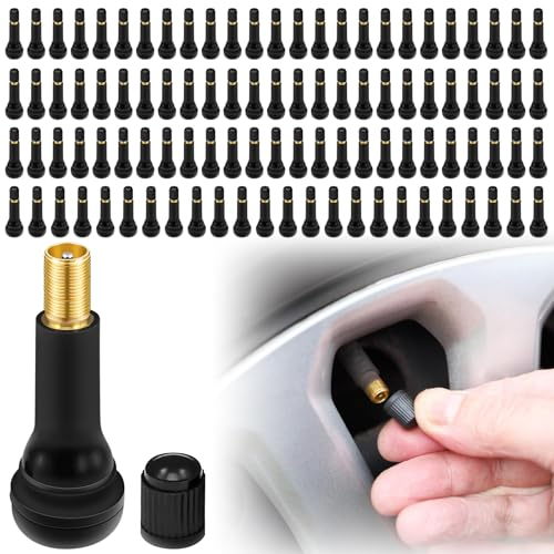 BAIFULAI 100 Stück Gummi Ventile TR413, Universal Reifenventil, Snap-In Gummiventile Ventile Autoventil, Autoreifen Ventil, Gummiventil Reifen für Meist Auto, Motorräder