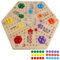 Original Marble Game Wahoo Neues Ludo-Spiel, 37,5 cm großes Massivholz-Doppelseitiges Spielbrett für 6 und 4 Spieler, liefert 24 Spielkugeln，6 Würfel und eine Anleitung –