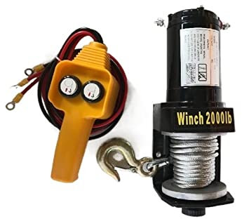 JDSHFEN Elektrische Seilwinde 2000 Pfund Fahrzeug-Geländewinde Geländefahrzeug-Bordkranwinde (Farbe: 12 V 2000 Pfund) (24 V 2000 Pfund)