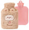 RoxNvm wärmflasche kinder, Mini wärmflasche, 1000ML wärmflasche mit bezug, wärmflasche tier zur Schmerzlinderung, tolles Geschenk für Senioren Kinder (Braun)