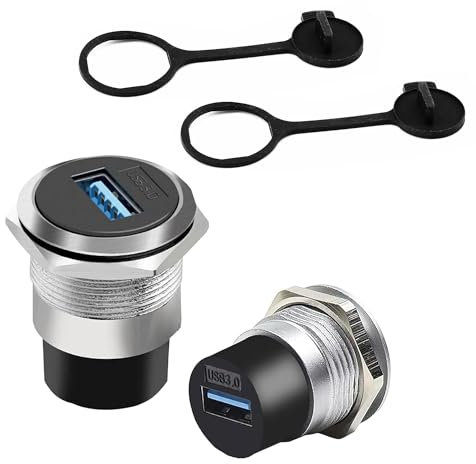JYCONNECTS 2 prese USB A 3.0, adattatore di prolunga USB da presa a femmina con tappo antipolvere