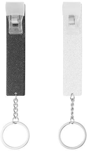 Xinjoduz 2 PCS Card Grabber for Long Nails, Cute Credit Card Puller for Long Nail Clip Keychain, Portable Debit Bank Card Grabber Tool Acrylic ATM Card Holder Keychain for Women Men (Silver + Black)