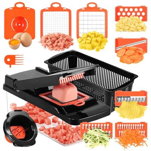KEESIN Gemüseschneider, 14-in-1 Multifunktions-Gemüseschneider, Gemüsehobel, Zwiebelschneider, Küchengeräte zum Schneiden von Karotten und Kartoffeln