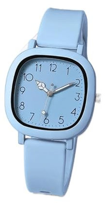 ALCENTIS Montre Femme carré Bracelet Silicone (Bracelet Bleu)