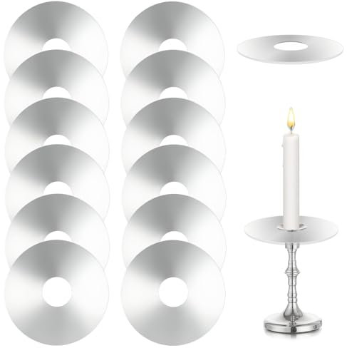 Ovaletta 12 Stück Silber Kerzen Tropfenfänger, Tropfenfänger für Kerzen, Kerzen Tropfschutz für Stabkerzenhalter, Dekorative Kerzen Kommunion für Hochzeit Wohnzimmer, Kerzenständer (22x70mm)