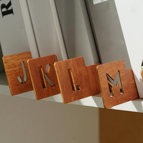 Cikiki 26Pcs Vinyl Record Dividers, Wooden Record Dividers, Alphabetical Vinyl Record Dividers A-Z, Book Storage Dividers for Album CD DVD Media Book Shelf Holders