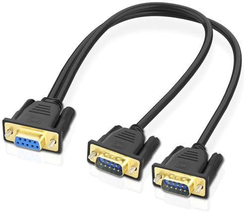 MEIRIYFA DB9 RS232 Serial Y Splitter Kabel, DB9 9Pin 1 Buchse auf 2 Stecker RS232 Serielles Splitter Adapter Draht gerade durch für PC-Modem, PDA - 50CM