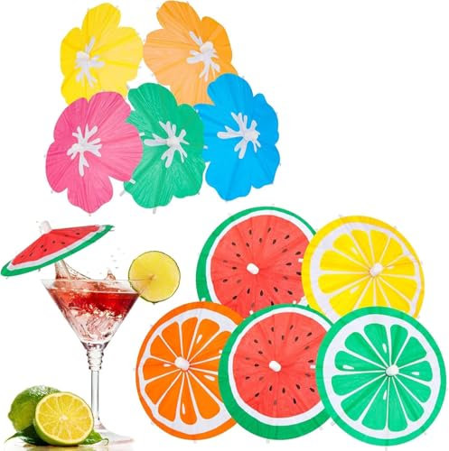 Wasise Cocktail Umbrellas - 100 Pcs Drink Umbrellas Cocktail, Paper Umbrella, Mini Umbrella for Decorations, Cocktail Sticks, Party Christmas Garnish, Cake Picks, Fruit Picks, Fruit Platter Decoratio