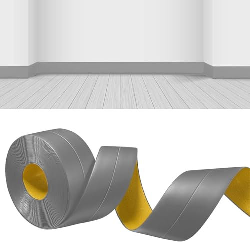 YushengTai Battiscopa, 30mm x 30mm x 6m battiscopa in pvc Idrorepellente e antimuffa per Bagno, Cucina (Grigio)