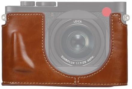 LZOQOWUJ MGJQJ TTWQQ 1/4 Zoll Gewinde PU-Leder Kamera Halbgehäuse Basis für Leica Q2(Brown)