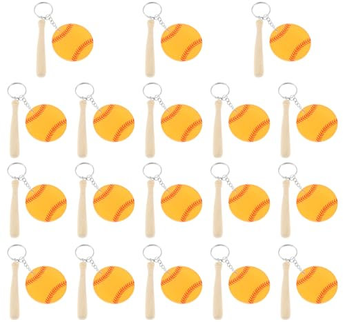 Deuson 18 Stück Baseball Schlüsselanhänger,Acryl Schlüsselanhänger Personalisiert,Kreatives Anhänger,Das Geschenk für Alle Baseball Sportler & Fans(gelb)