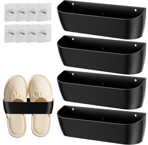 4 Stück Schuhhalter Wand Wohnmobil,Schuhorganizer Camping,Schuhregal zur Wandmontage,Tür Schuhaufhänger, Ohne Bohren Selbstklebend oder Bohren,Kunststoff,Für Schlafzimmer,Wohnzimmer,Badezimmer,Schwarz