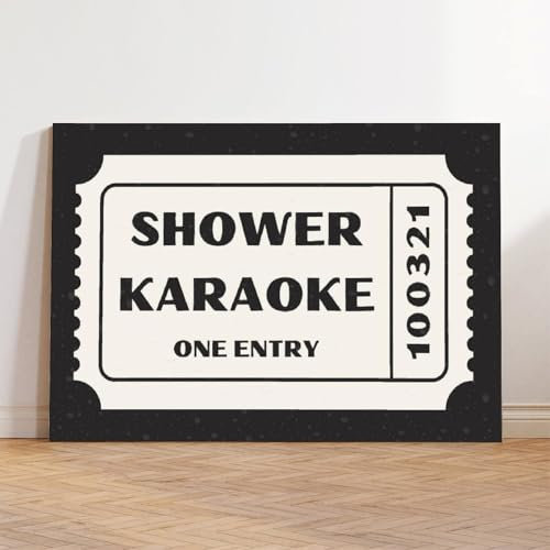 Retro Shower Karaoke Ticket Print Canvas Poster Vintage Ticket Funny Trendy Bar Cart Preppy Anniversary Wall Art Decor For Living Bedroom Dorm Aesthetic Wall Decor(82)