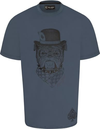 Kam Jeanswear Mens Bulldog Card Graphic Print SS T-Shirt - Blue - 8XL