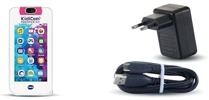 VTech - KidiCom Advance 3.0 Rose, 6 Ans à 12 Ans - Contenu en Français + Adaptateur Secteur Chargeur USB-C