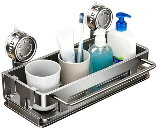 Generisch Étagère à ventouse de douche - Étagère d'organisation de salle de bain | Stockage de douche magnétique mural | Porte-savon de cuisine | Organisateur d'espace pour dortoir, chambre à coucher