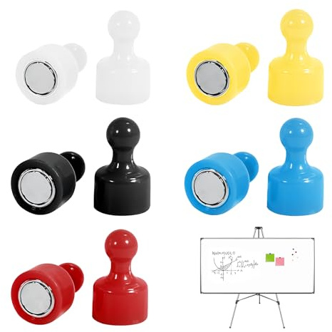 10 PCS Round Fridge Magnets, 12 x 20 mm Colorful Strong Magnets for Whiteboard, Magnetic Push Pins Suitable for Refrigerator, Whiteboard, Map, Home, Kitchen, Office, School, Classroom, DIY