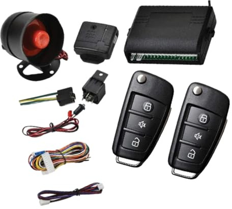 Riloer Kit central de bloqueo central universal para coche, con 2 mandos a distancia, sistema de alarma para coche